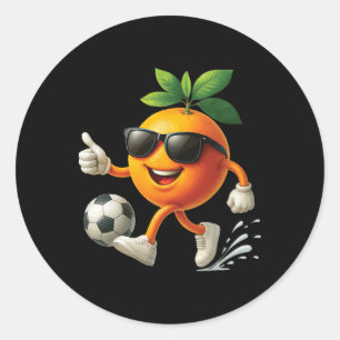 Orange Soccer Classic Round Sticker