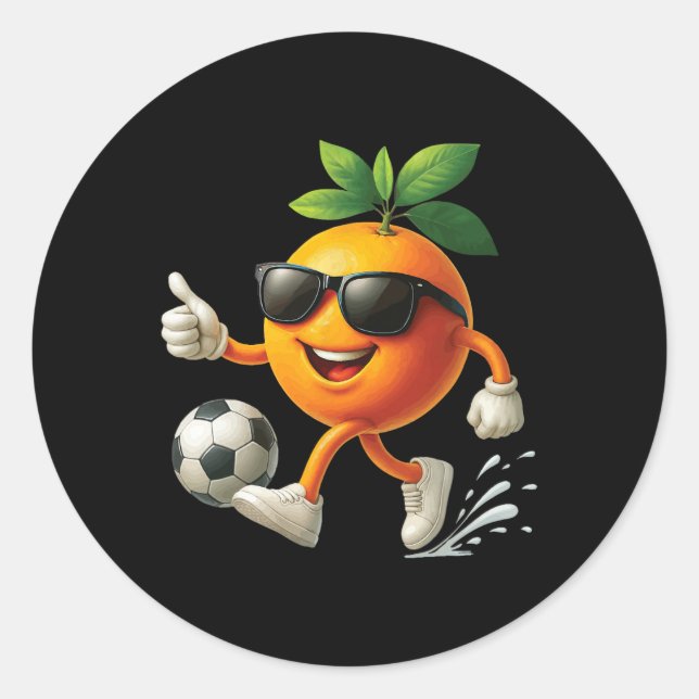 Orange Soccer  Classic Round Sticker (Front)