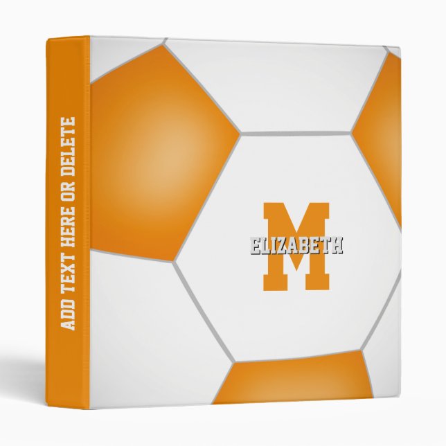 orange soccer team colours gifts for athletes fans binder (Front/Spine)