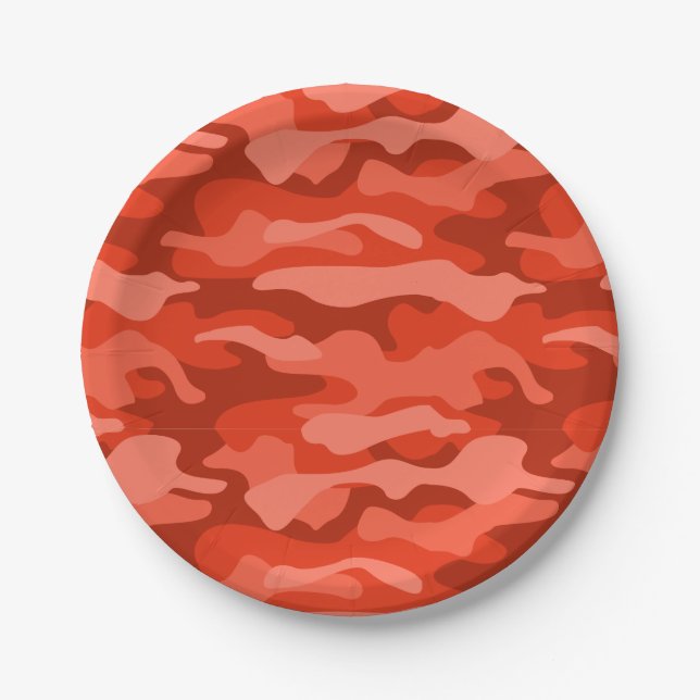 Orange Soda Monocolor Camo Paper Plate (Front)