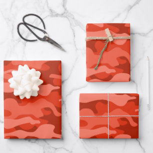 Orange Soda Monocolor Camo Wrapping Paper Sheet