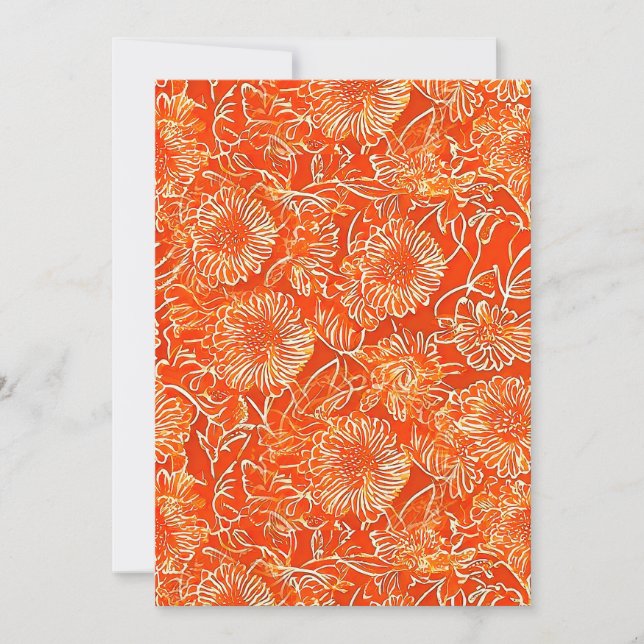 Orange soft flowers thank you card (Front)