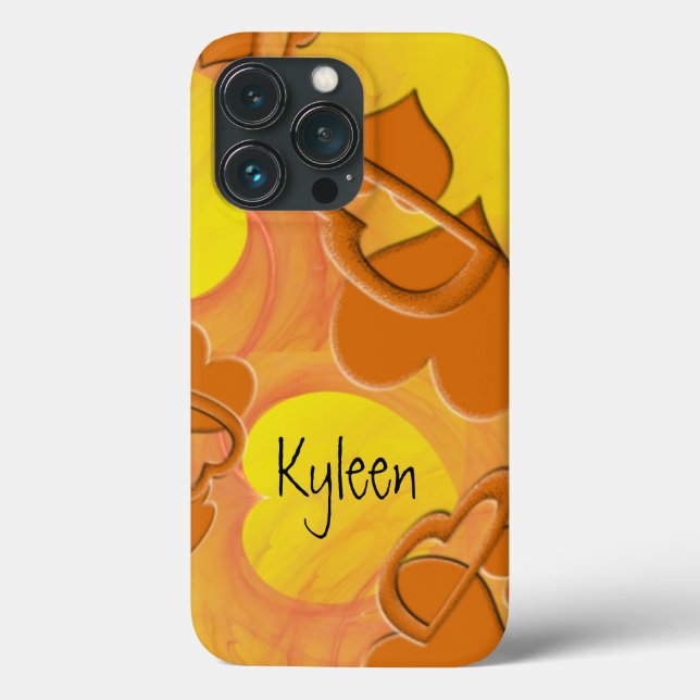 Orange Solid Hollow Shadow Hearts Custom Case-Mate iPhone Case (Back)