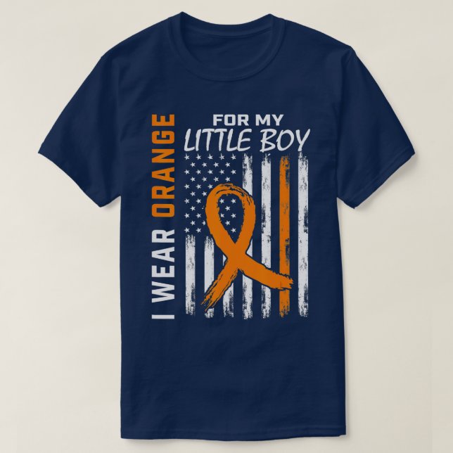 Orange Son Little Boy Leukaemia Awareness Flag Mom T-Shirt (Design Front)