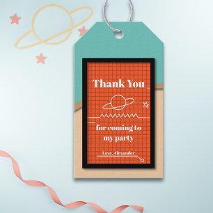 Orange Spaceship Control Screen Thank You  Gift Tags