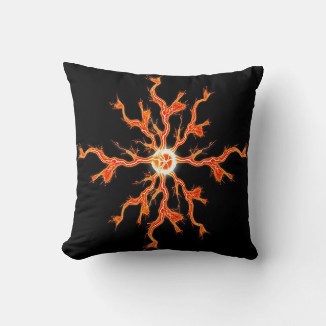 Orange Spark Lightning Pillow (Front)