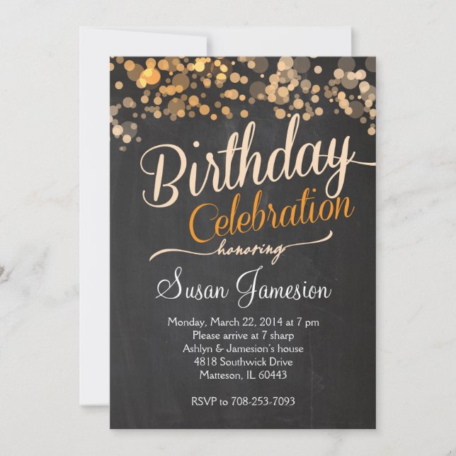 Orange Sparkle Glitter  Pink Birthday Invitation (Front)