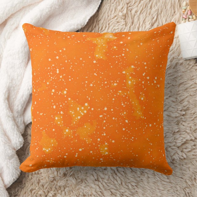 Orange Speckle Watercolor Paints Throw Pillow (Blanket)