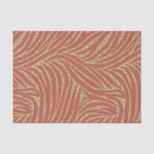 Orange Spice Gold Glitter Zebra Birthday Tissue Paper