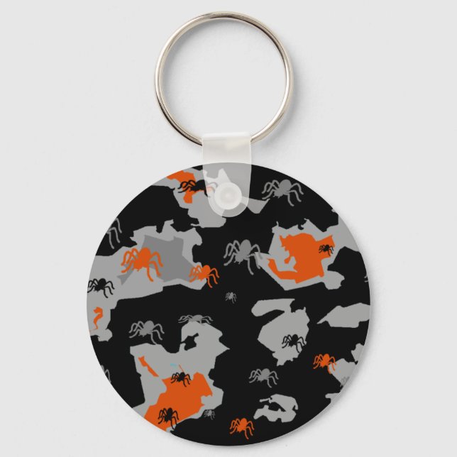 Orange Spider Camo Keychain (Front)