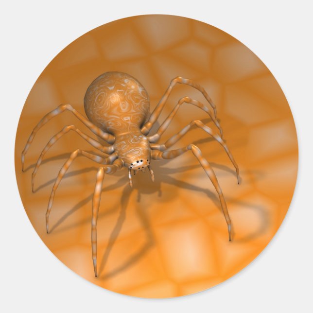 Orange Spider Classic Round Sticker (Front)