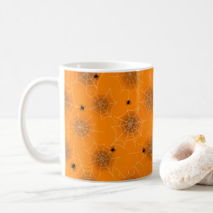 Orange Spider Web Halloween Coffee Mug