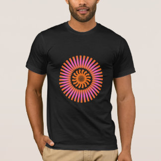 Orange Spiral Sunburst Abstract Geometric Design T-Shirt