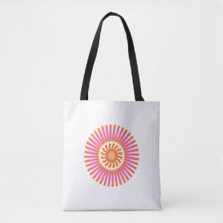 Orange Spiral Sunburst Abstract Geometric Design Tote Bag