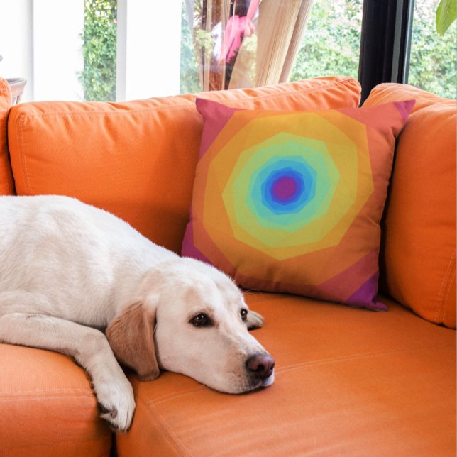 Orange Spiral With Blue Centre Throw Pillow (Creator Uploaded)