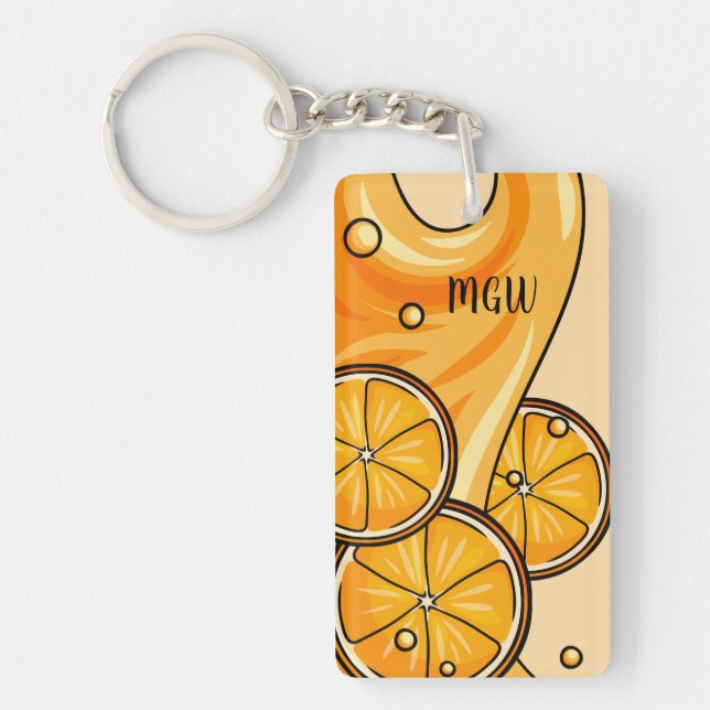 Orange Splash custom monogram key chain (Front)