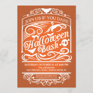 Orange Spooky Gothic Halloween Invitation