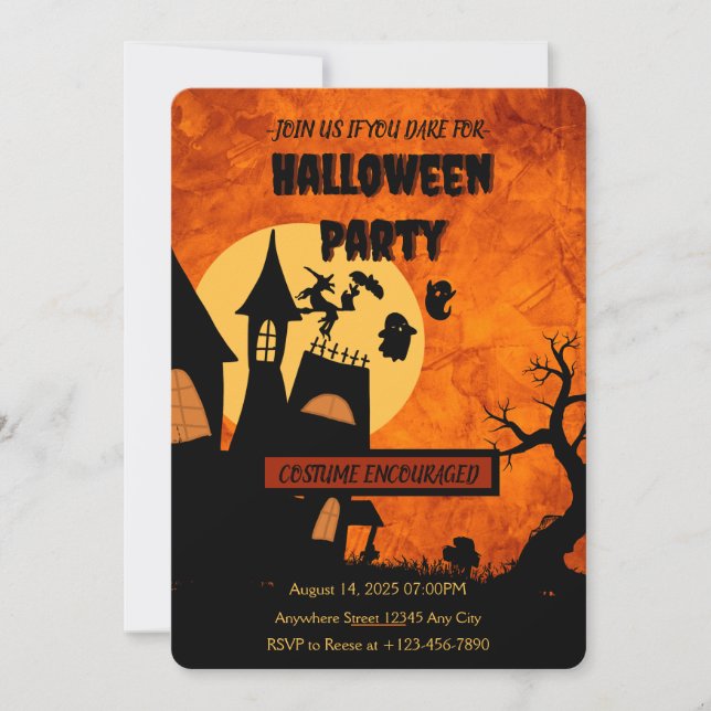 Orange Spooky Halloween Party Invitation (Front)