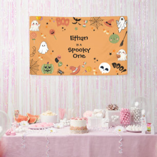 Orange Spooky One Cute Halloween 1st Birthday  Banner