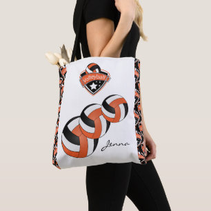Orange Sport Volleyball Star   DIY Text Tote Bag