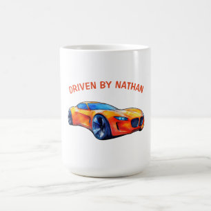 Orange Sports Car Concept Pencil Sketch Coffee Mug