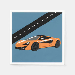 Orange Sports Car Napkin
