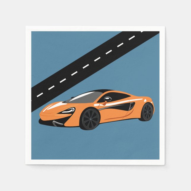 Orange Sports Car Napkin (Front)