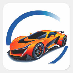 Orange Sports Car With Futuristic Design  Square Sticker