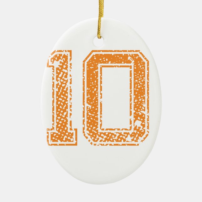 Orange Sports Jerzee Number 10.png Ceramic Ornament (Front)