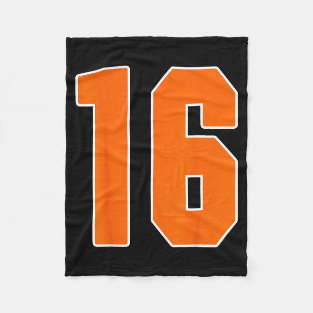 Orange Sports Number 16 Jersey Uniform Player Fan  Fleece Blanket (Front)