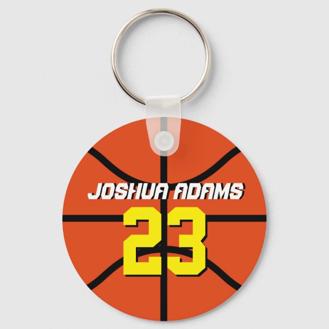 Orange Sports Team Athletes Basketball Keychain (Front)