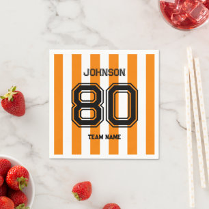 Orange Sports Team Custom Name Number Team Gameday Napkin