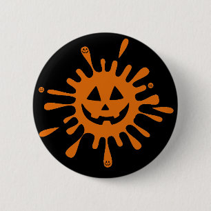 Orange spot with pumpkin face 2 inch round button