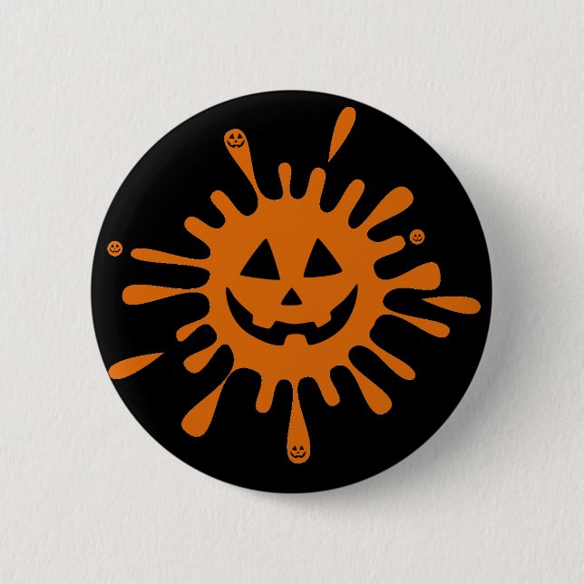Orange spot with pumpkin face 2 inch round button (Front)