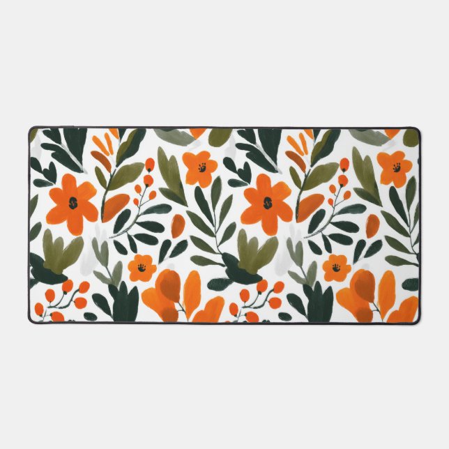 Orange Spring Flowers Botanical Pattern Floral (Recto)