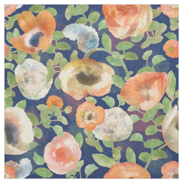 Orange Spring Flowers Fabric (Swatch)