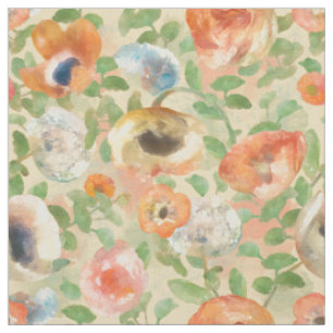 Orange Spring Flowers Pattern Fabric