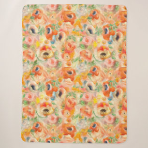 Orange Spring Flowers Sherpa Blanket