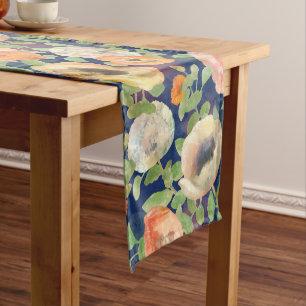 Orange Spring Flowers Short Table Runner