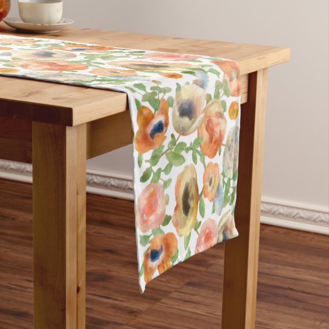 Orange Spring Flowers Short Table Runner (In Situ)