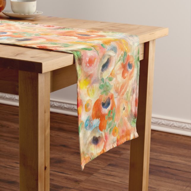 Orange Spring Flowers Short Table Runner (In Situ)