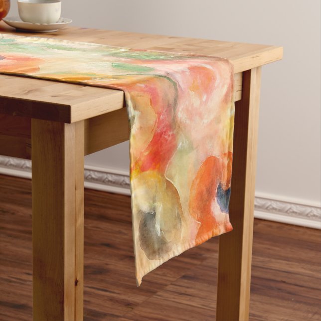 Orange Spring Flowers Short Table Runner (In Situ)
