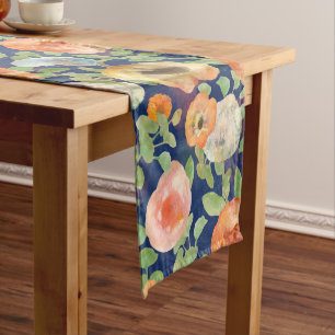 Orange Spring Flowers Short Table Runner