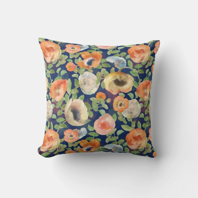 Orange Spring Flowers Throw Pillow (Front)
