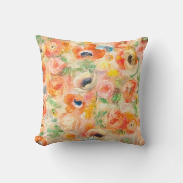 Orange Spring Flowers Throw Pillow (Front)