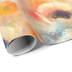 Orange Spring Flowers Wrapping Paper