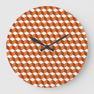 Orange Square: Abstract Vintage Background Large Clock