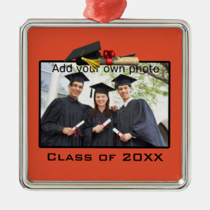 Orange Square Graduation Photo Ornament