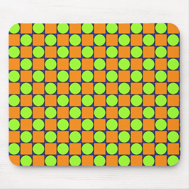 Orange Square & Green Circles Pattern Mouse Pad (Front)