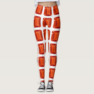 Orange Square Pattern Leggings